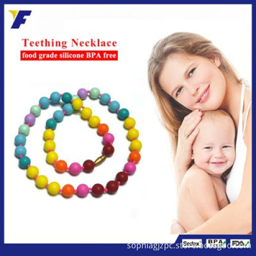 BPA Free Rainbow Silicone Baby Teething Necklace/Silicone Teething Necklace